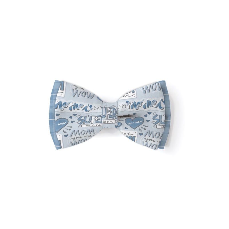 Super Mom Blue - Double Layered Bow Tie