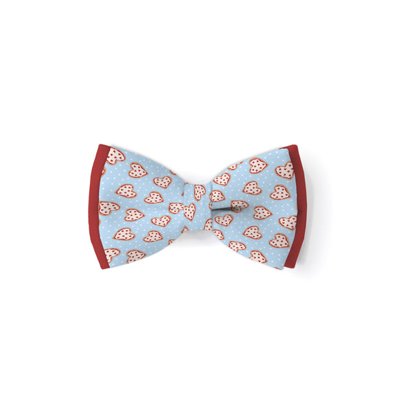 Blue Pizza Hearts - Double Layered Bow Tie