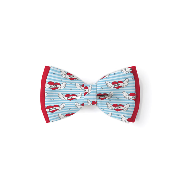 I Love Mom Blue - Double Layered Bow Tie