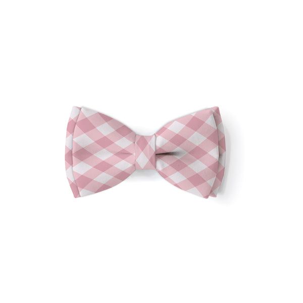 Pink Gingham Plaid - Double Layered Bow Tie