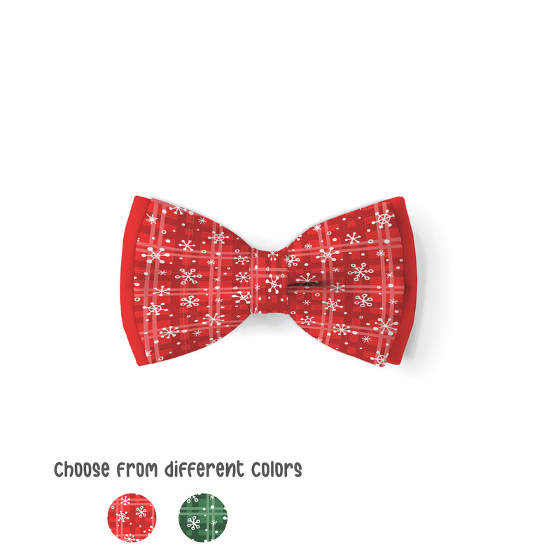 Snowflakes Plaid - Double Layered Dog Bow Tie
