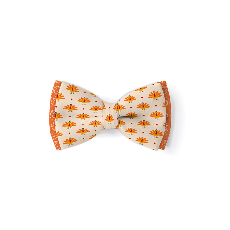 Turkeys and Pumpkins - Double Layered Bow Tie