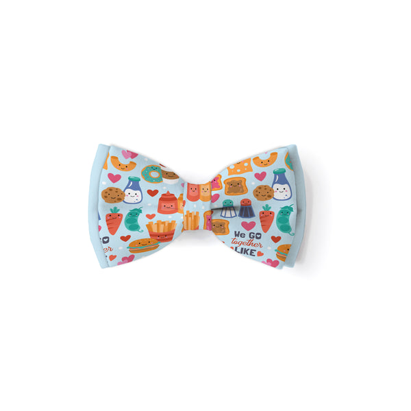 Blue We Go Together Like... - Double Layered Dog Bow Tie