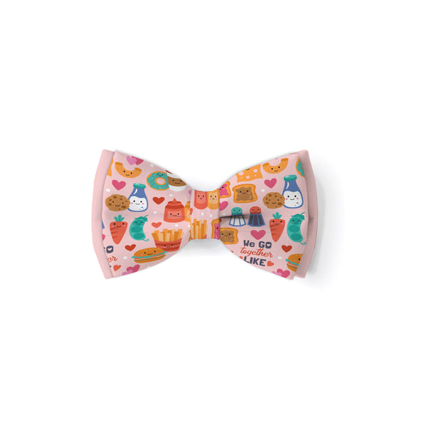 Pink We Go Together Like... - Double Layered Dog Bow Tie