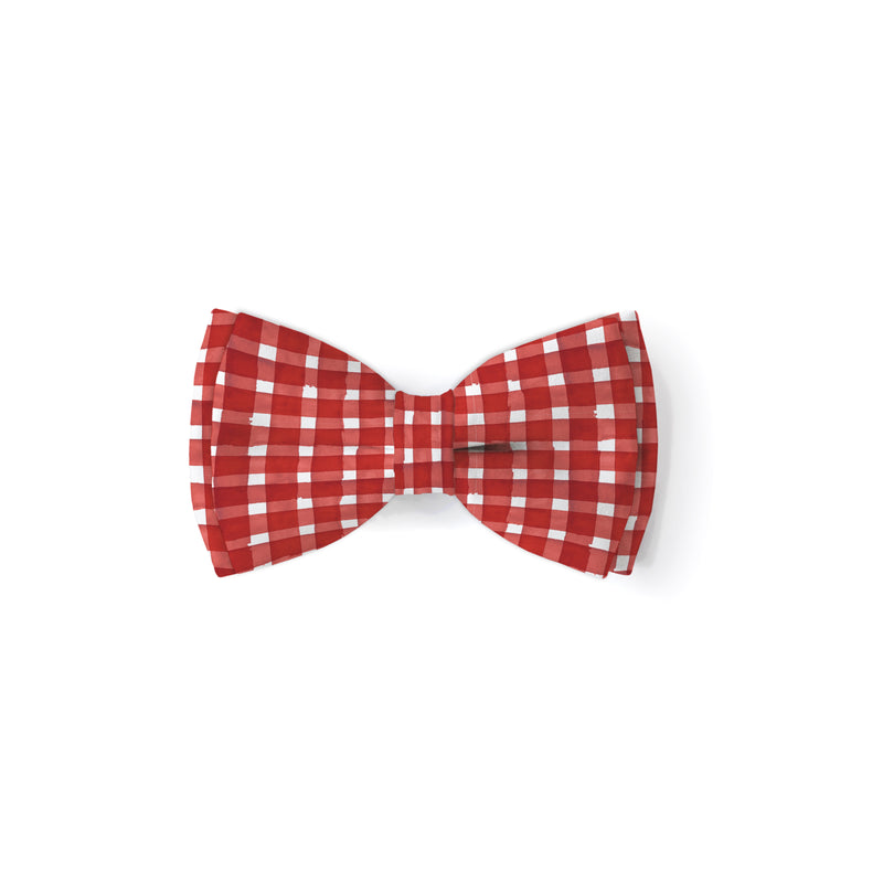 Xmas Watercolor Plaid - Double Layered Dog Bow Tie